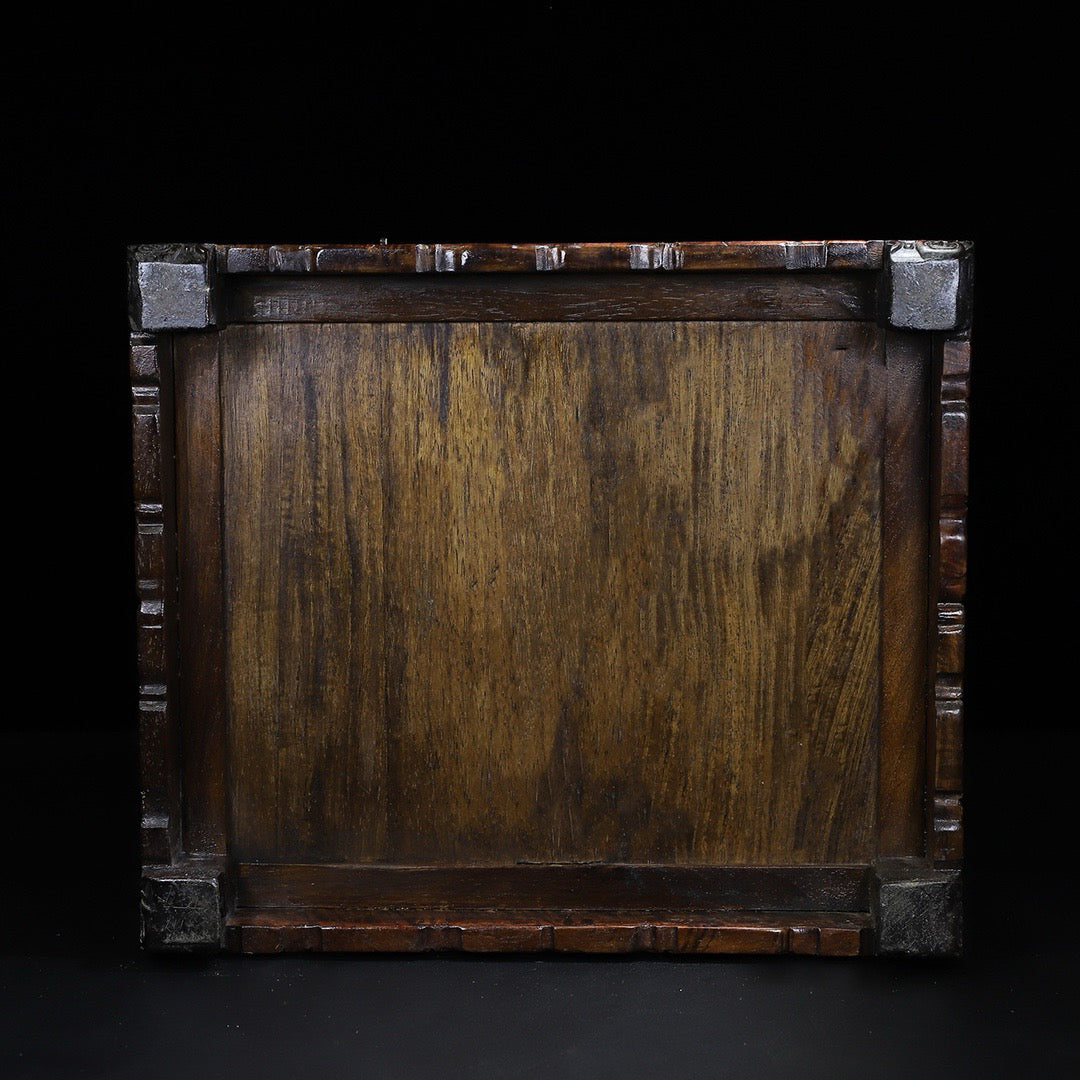 Hua Li Mu carved character Chi Long tea tray with drawers
