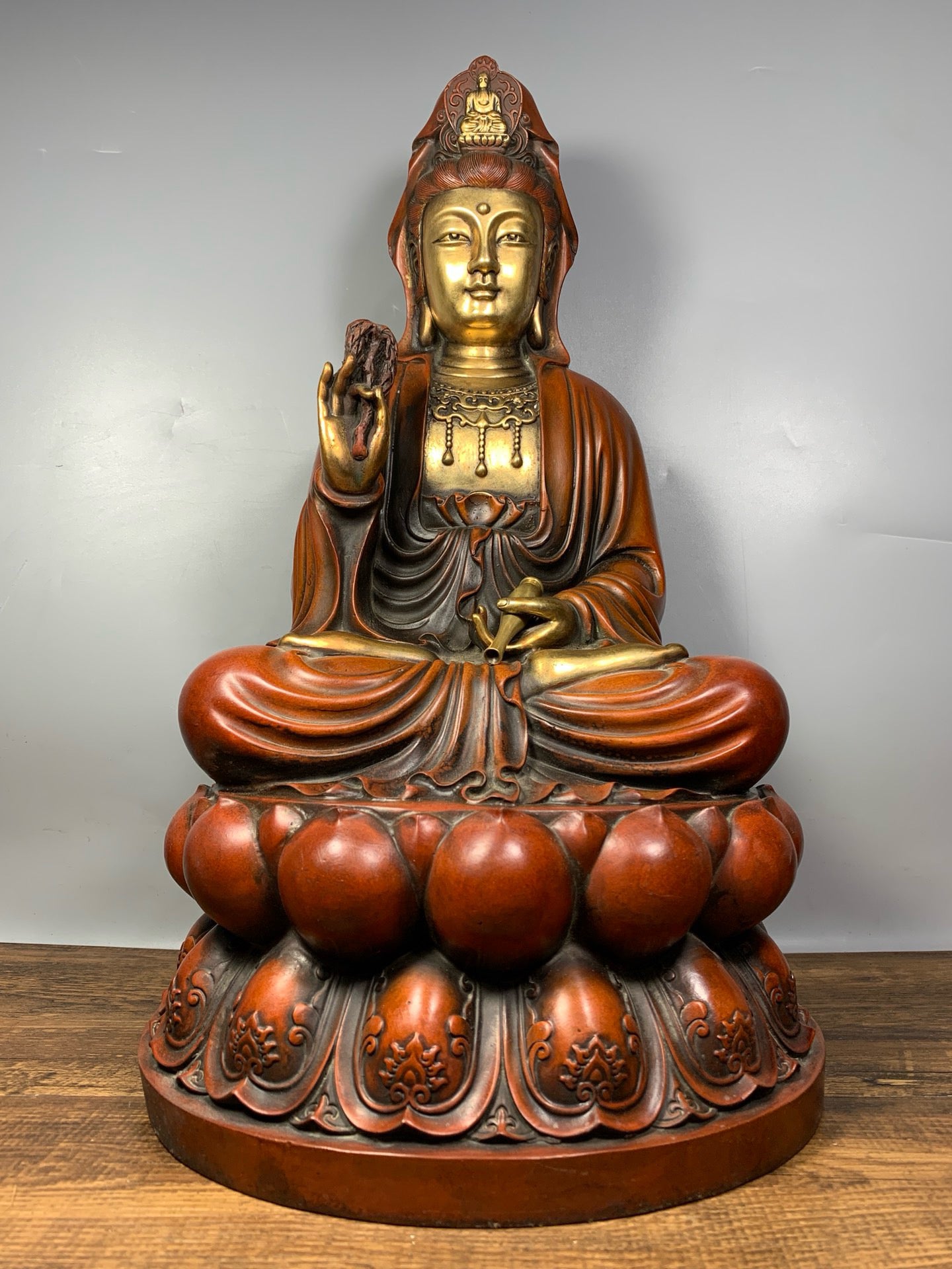 Chinese antique pure copper Guanyin Bodhisattva