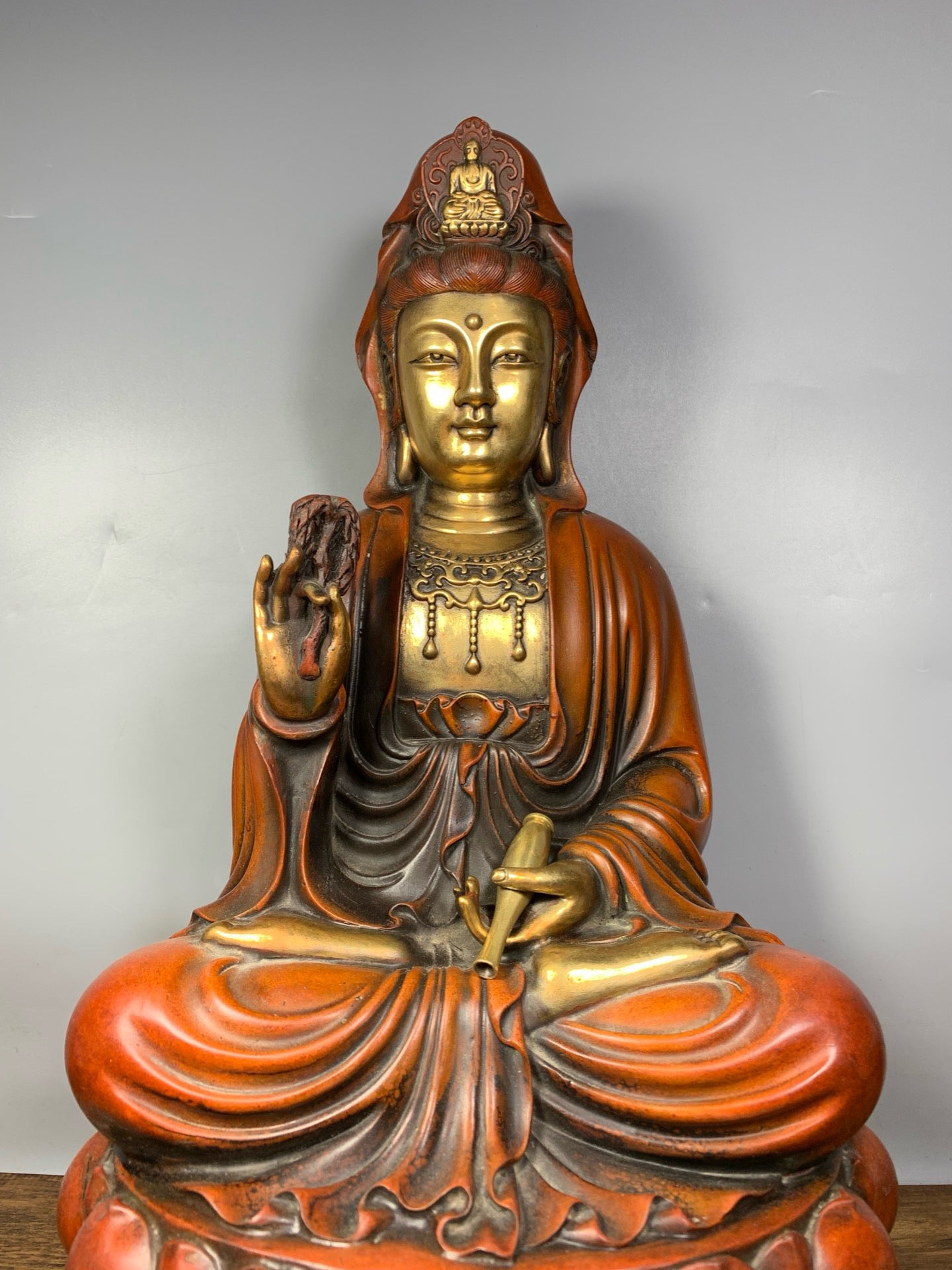 Chinese antique pure copper Guanyin Bodhisattva