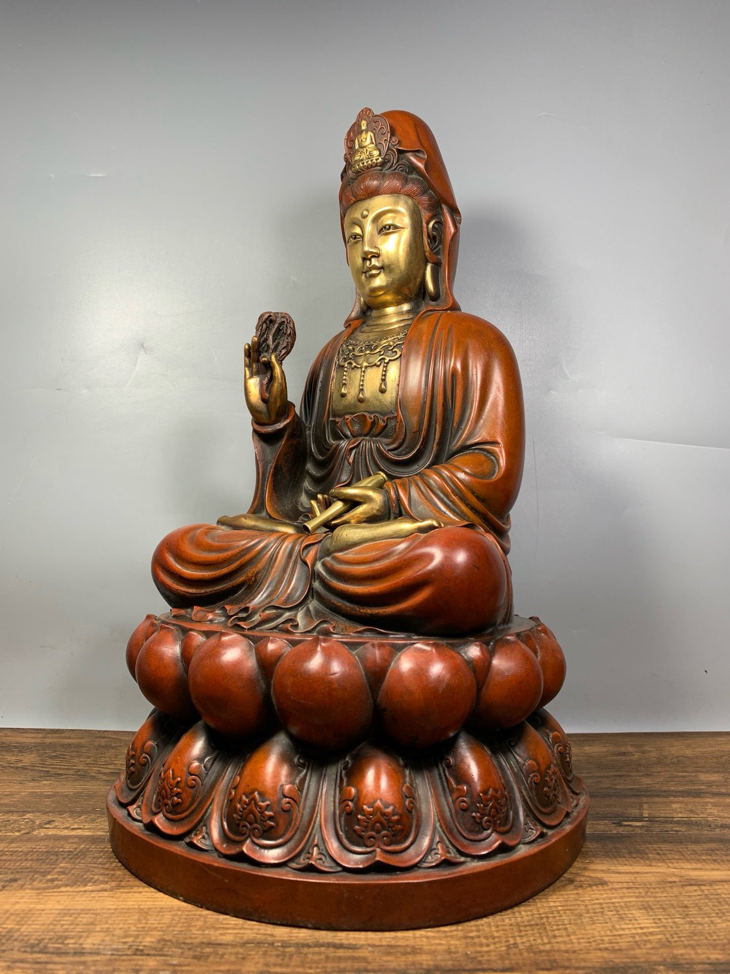 Chinese antique pure copper Guanyin Bodhisattva
