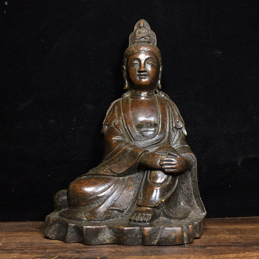 Chinese antique pure copper Guanyin Bodhisattva Buddha statue ornament