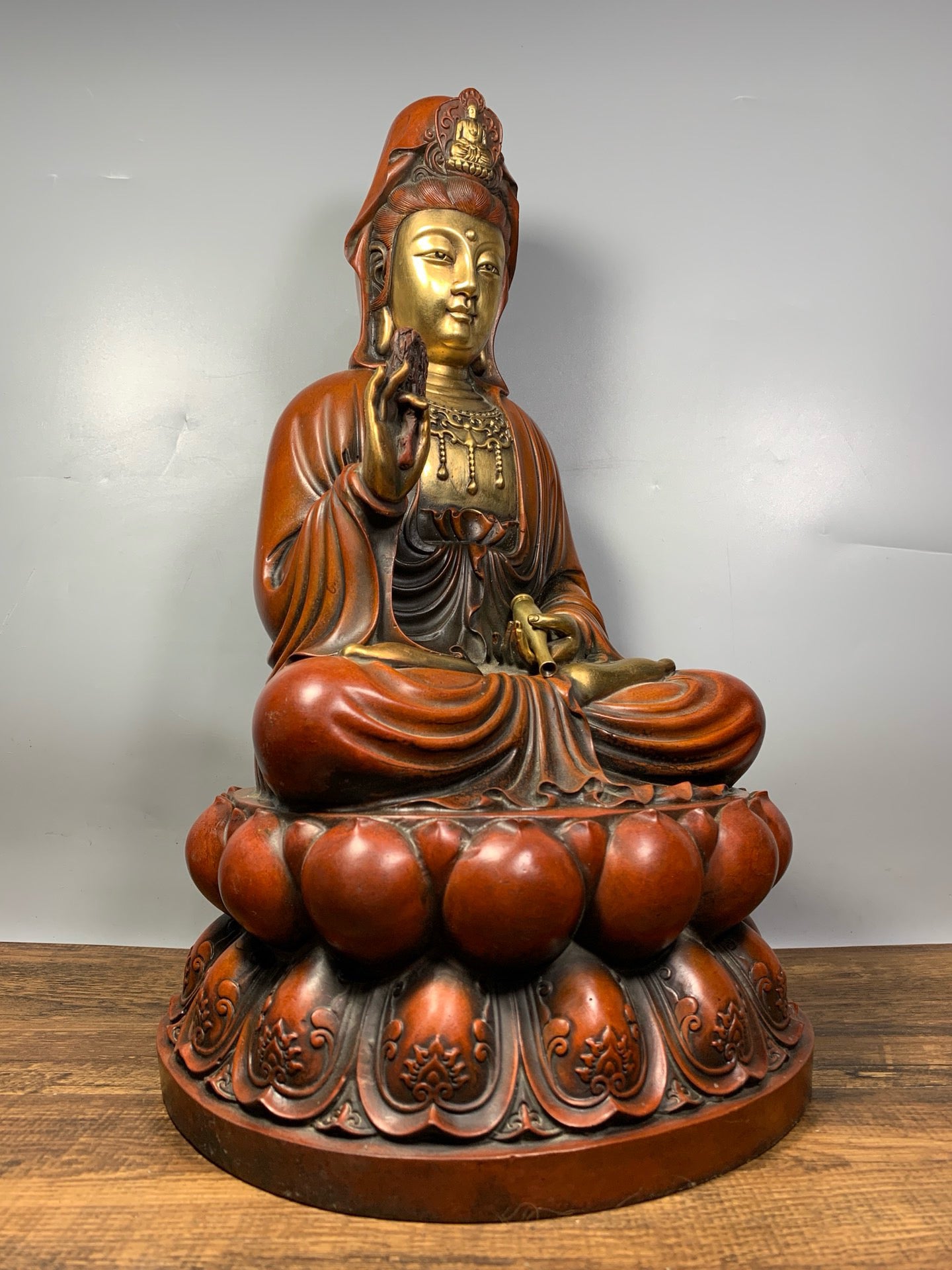 Chinese antique pure copper Guanyin Bodhisattva