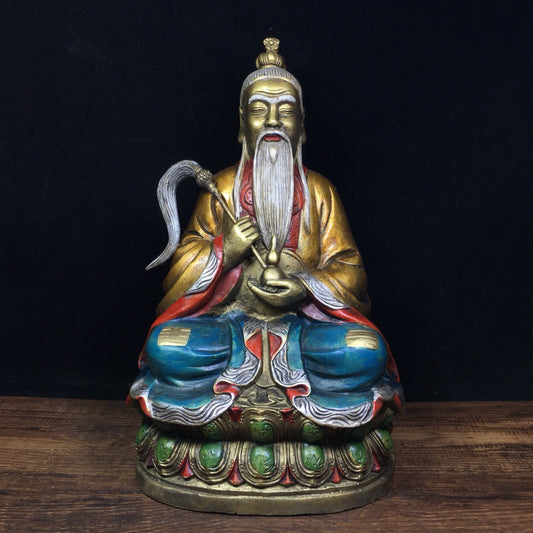 Chinese Antique Pure Copper Painted Taishang Laojun