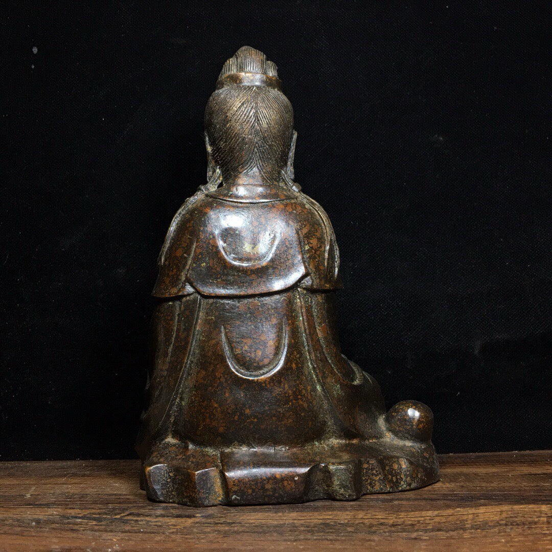 Chinese antique pure copper Guanyin Bodhisattva Buddha statue ornament