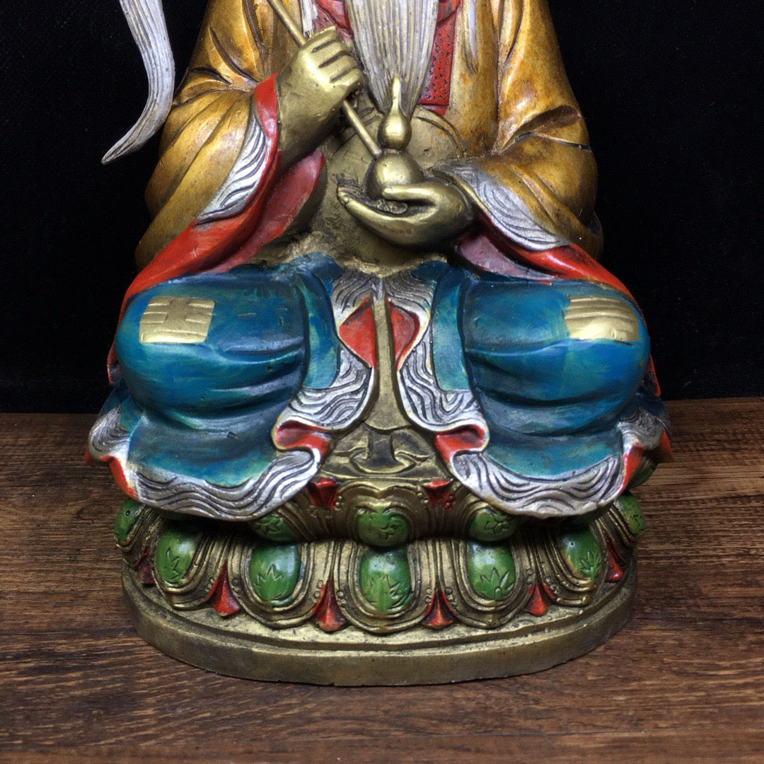Chinese Antique Pure Copper Painted Taishang Laojun