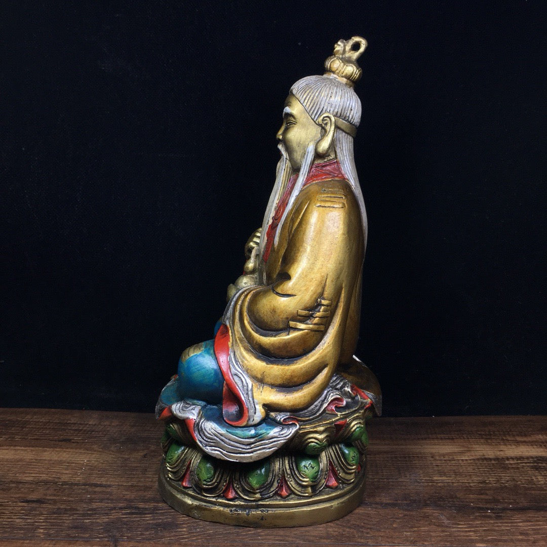 Chinese Antique Pure Copper Painted Taishang Laojun