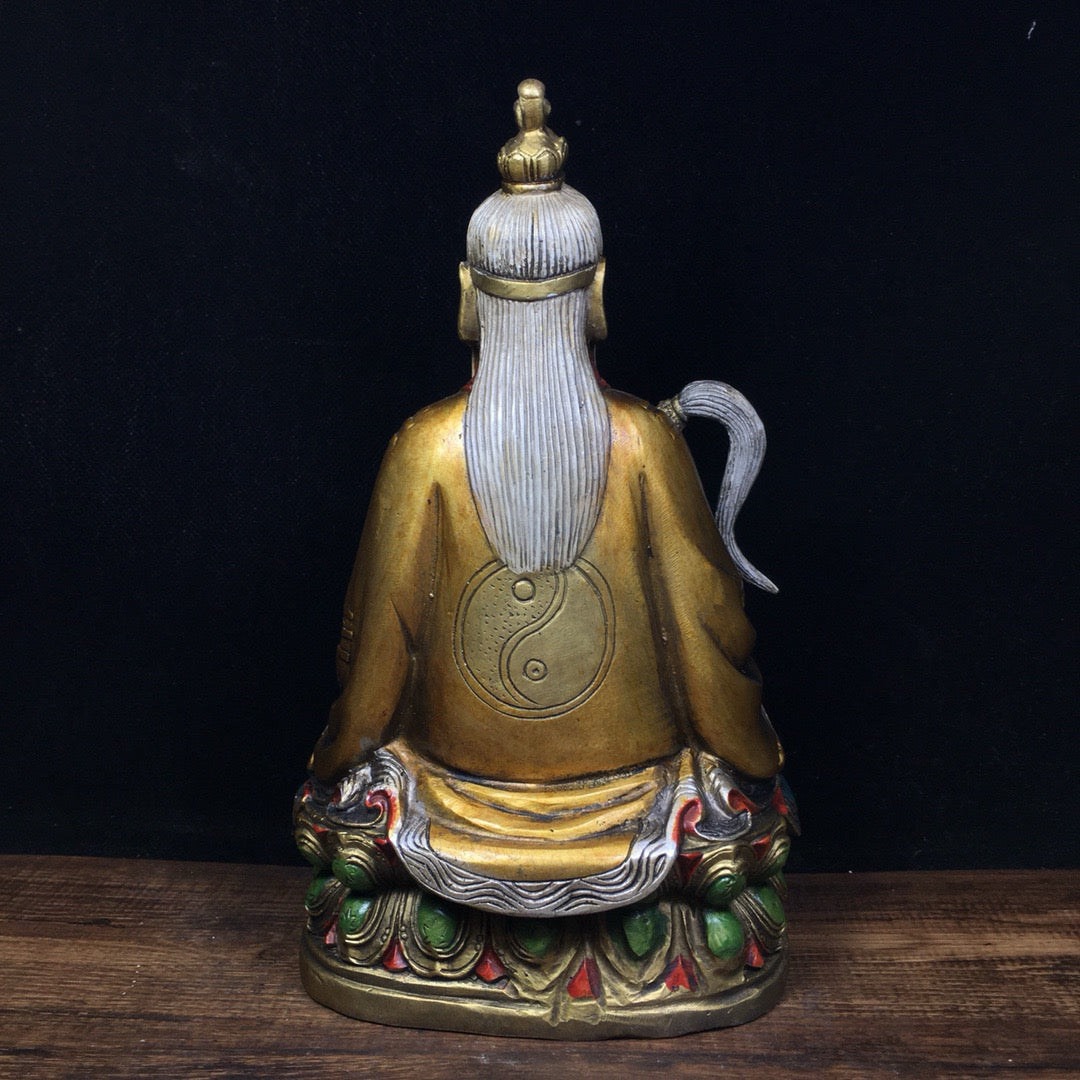 Chinese Antique Pure Copper Painted Taishang Laojun