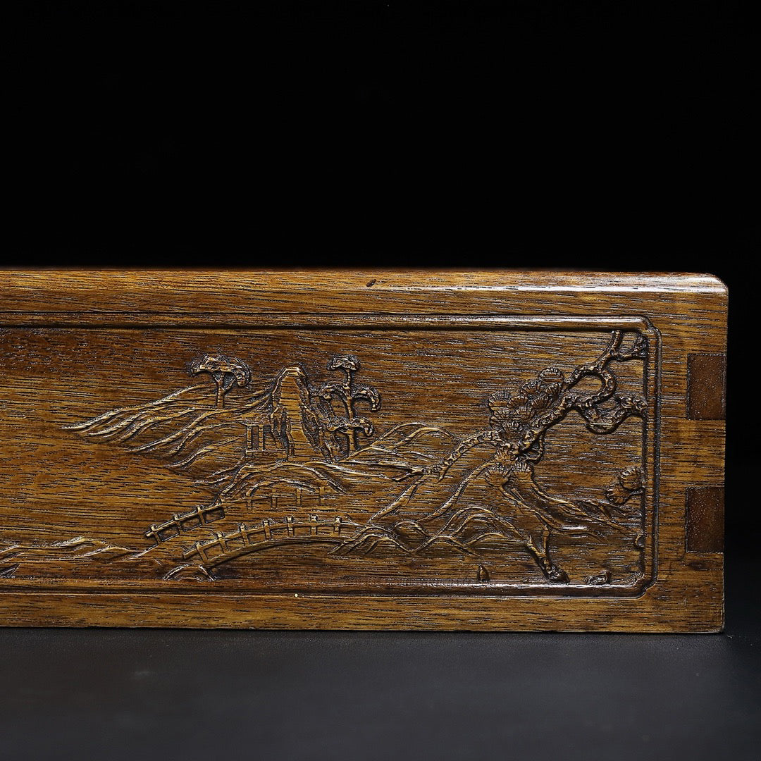 Hua Li Mu Carved Deer and Crane in Spring Drawing Box