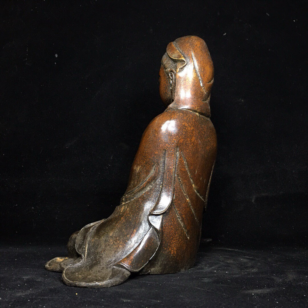Chinese antique pure copper Guanyin Bodhisattva Buddha statue ornament