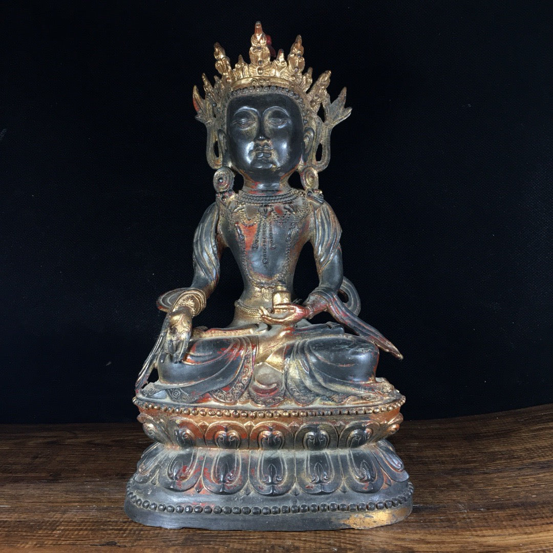 Chinese antique pure copper gilded Buddha statue ornaments