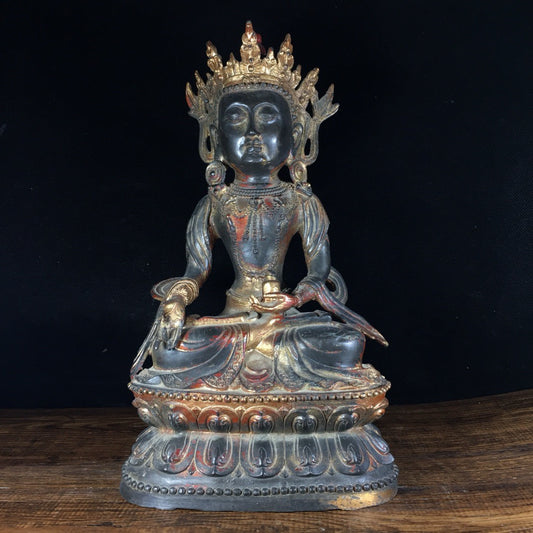 Chinese antique pure copper gilded Buddha statue ornaments