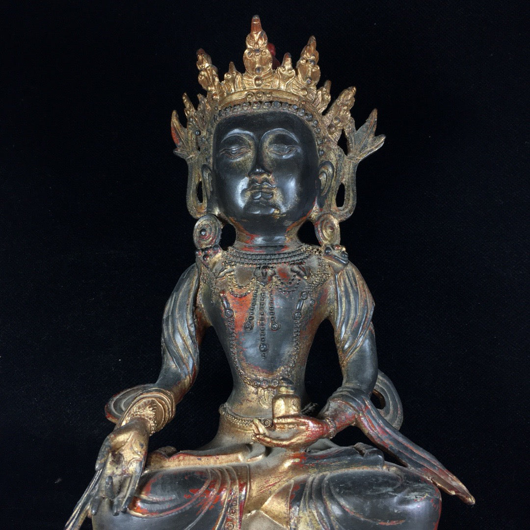 Chinese antique pure copper gilded Buddha statue ornaments