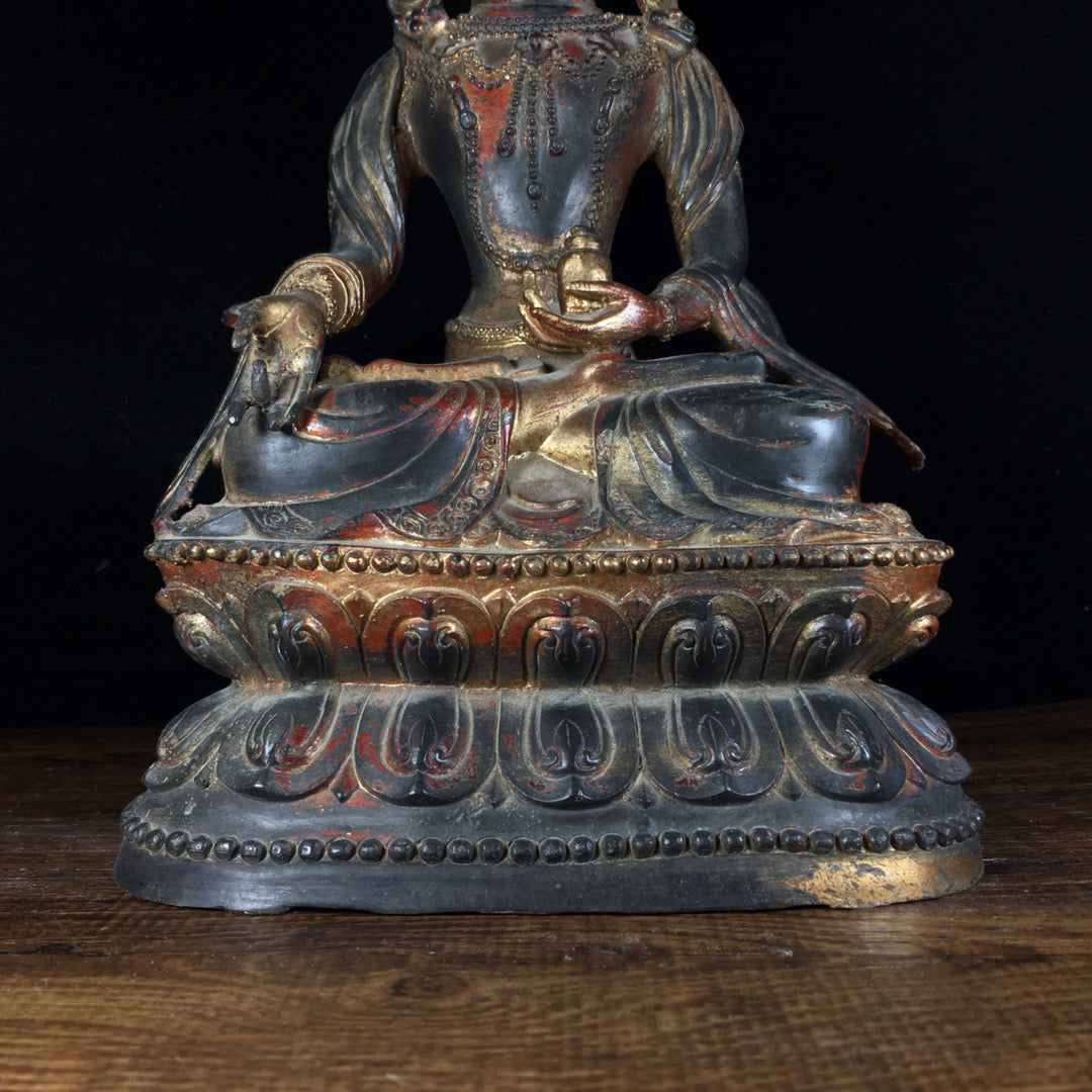 Chinese antique pure copper gilded Buddha statue ornaments