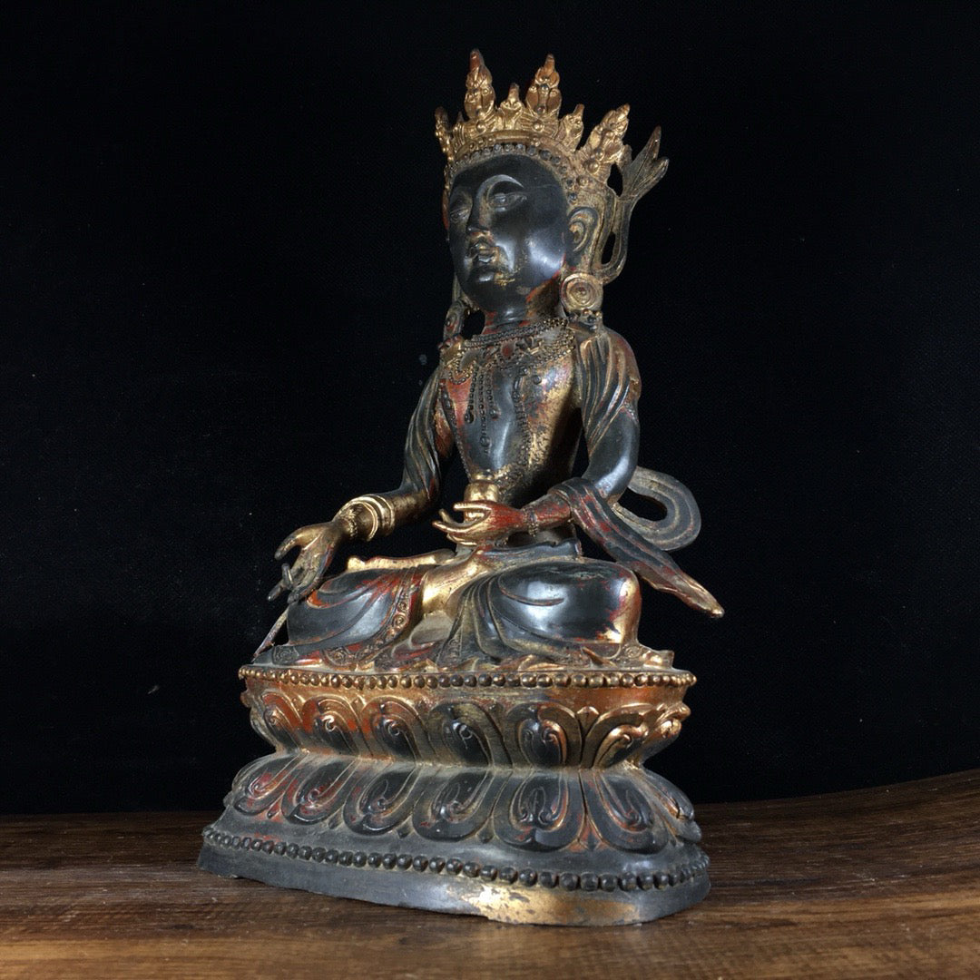 Chinese antique pure copper gilded Buddha statue ornaments