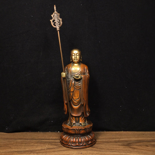 Chinese antique pure copper statue of Ksitigarbha Bodhisattva
