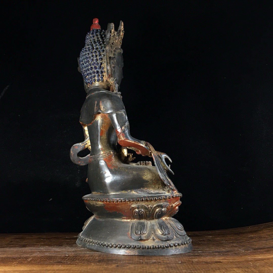 Chinese antique pure copper gilded Buddha statue ornaments