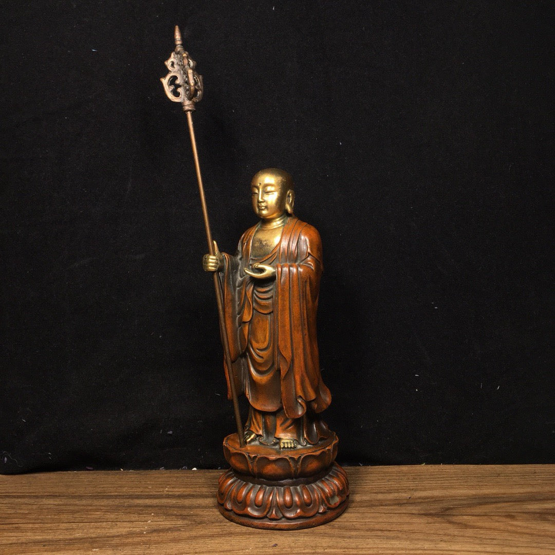 Chinese antique pure copper statue of Ksitigarbha Bodhisattva