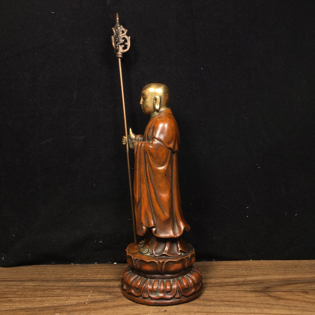 Chinese antique pure copper statue of Ksitigarbha Bodhisattva
