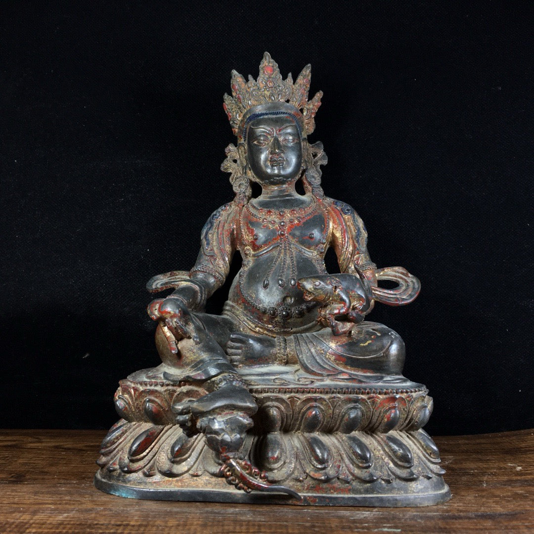 Chinese antique pure copper esoteric Huang Caishen ornament