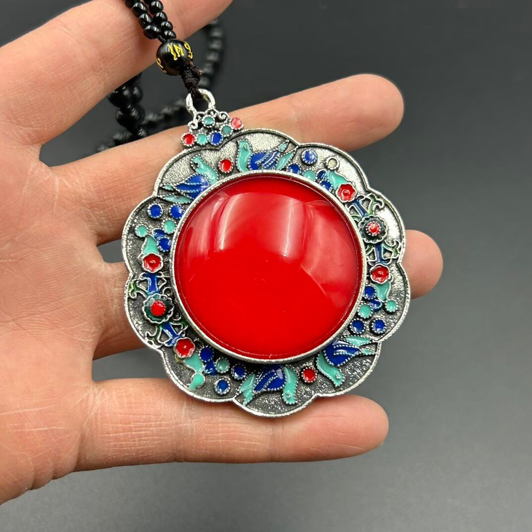 Chinese antique copper temperature sensitive color changing pendant