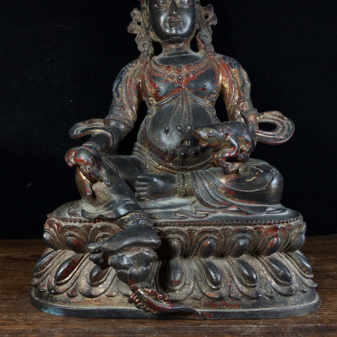 Chinese antique pure copper esoteric Huang Caishen ornament