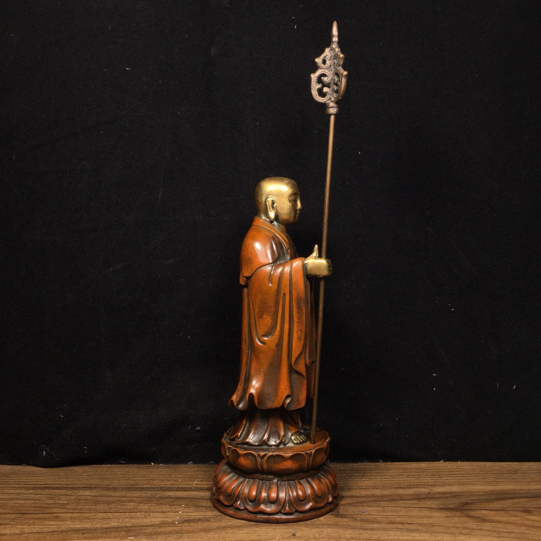Chinese antique pure copper statue of Ksitigarbha Bodhisattva