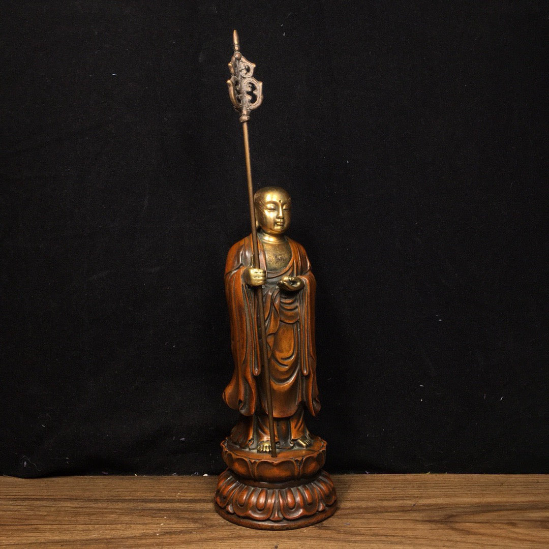 Chinese antique pure copper statue of Ksitigarbha Bodhisattva