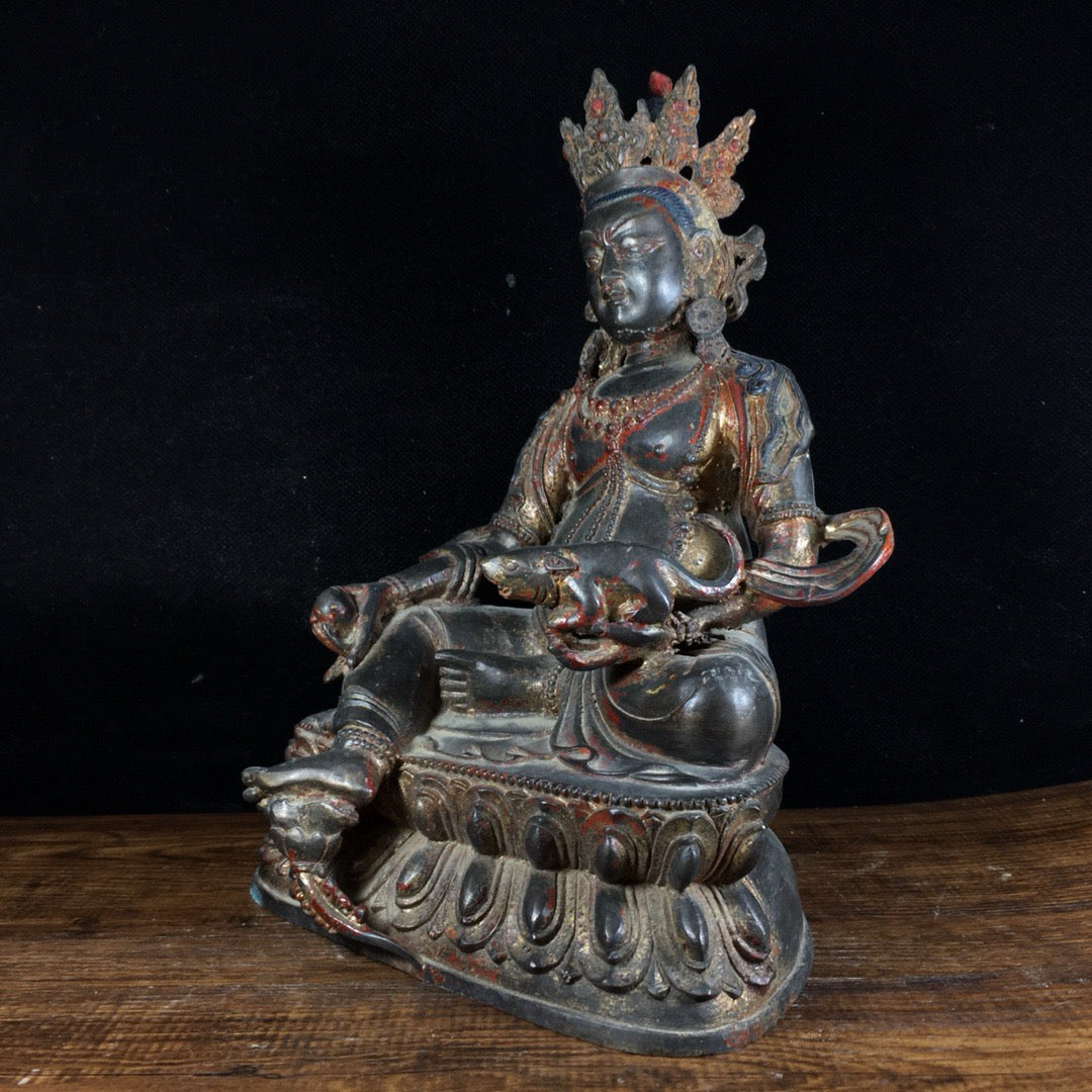 Chinese antique pure copper esoteric Huang Caishen ornament