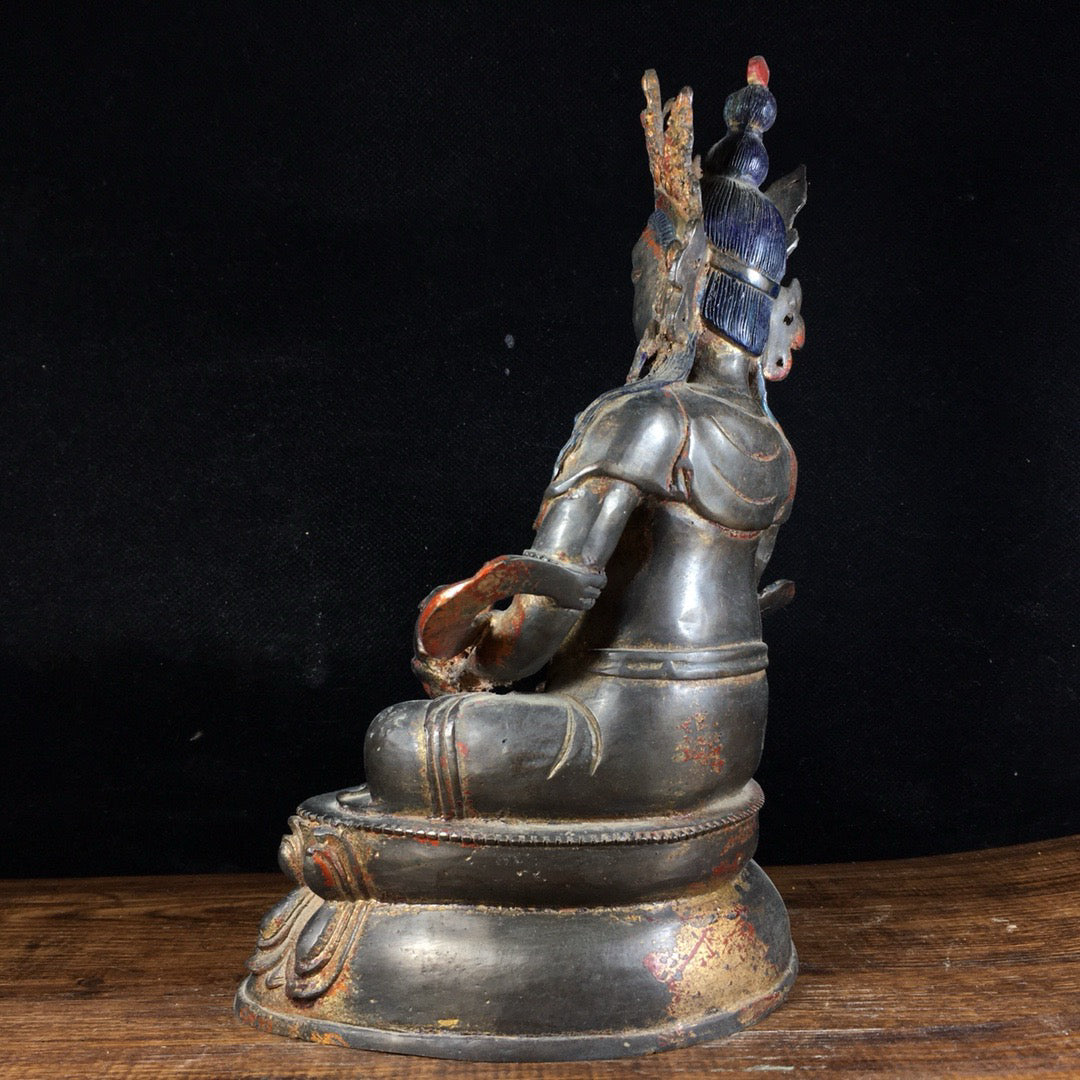 Chinese antique pure copper esoteric Huang Caishen ornament