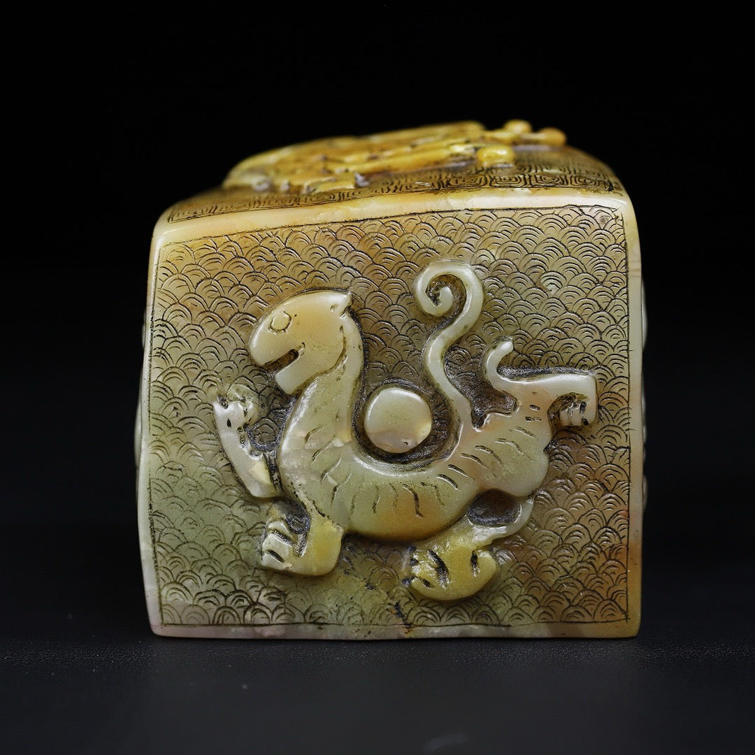 Shoushan Stone Carving: Four Divine Beast Seals of Qinglong, Baihu, Zhuque, and Xuanwu