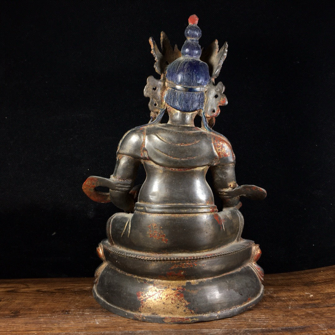 Chinese antique pure copper esoteric Huang Caishen ornament