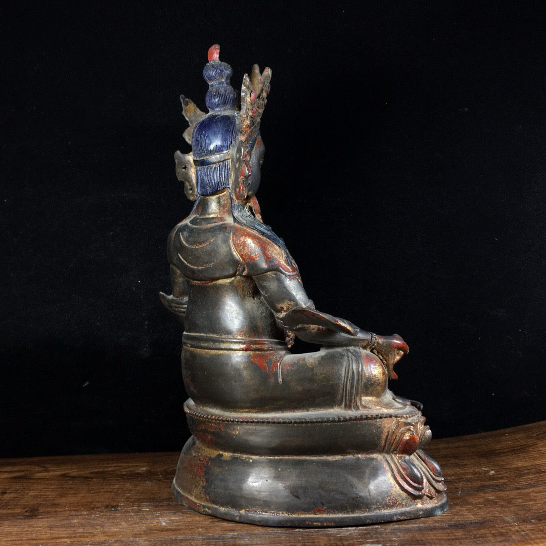 Chinese antique pure copper esoteric Huang Caishen ornament