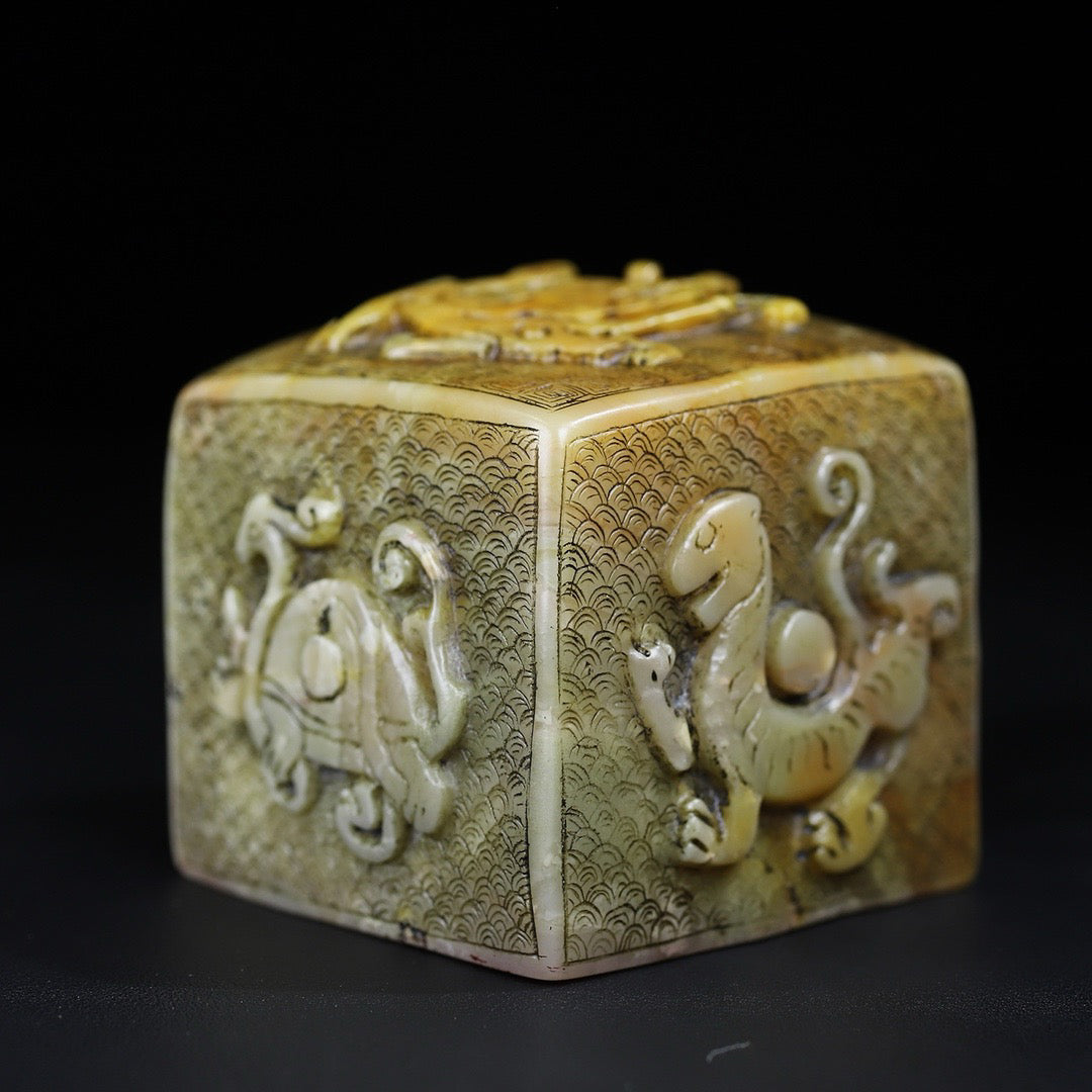 Shoushan Stone Carving: Four Divine Beast Seals of Qinglong, Baihu, Zhuque, and Xuanwu