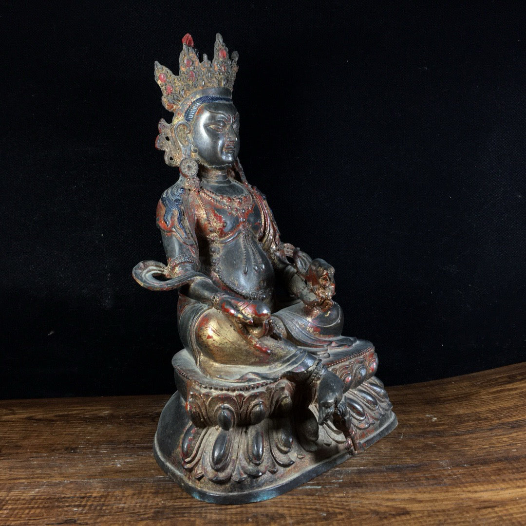 Chinese antique pure copper esoteric Huang Caishen ornament