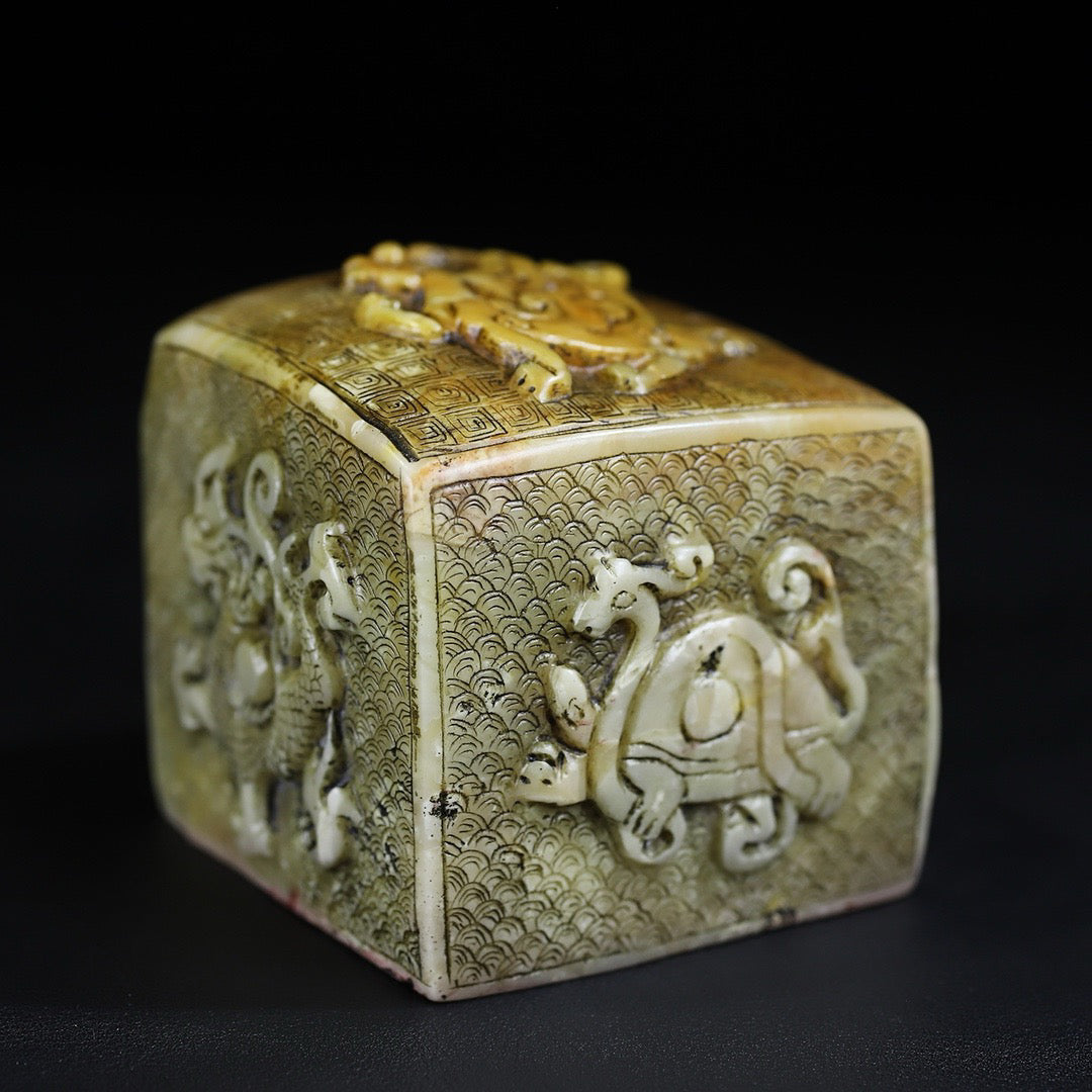 Shoushan Stone Carving: Four Divine Beast Seals of Qinglong, Baihu, Zhuque, and Xuanwu