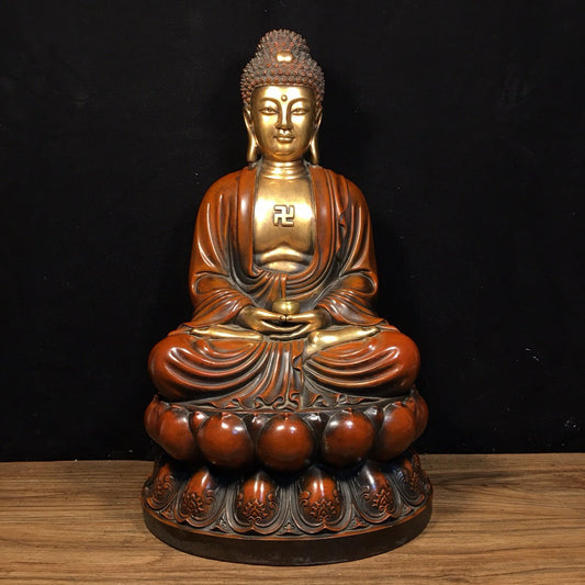 Chinese antique pure copper statue of Shakyamuni Buddha