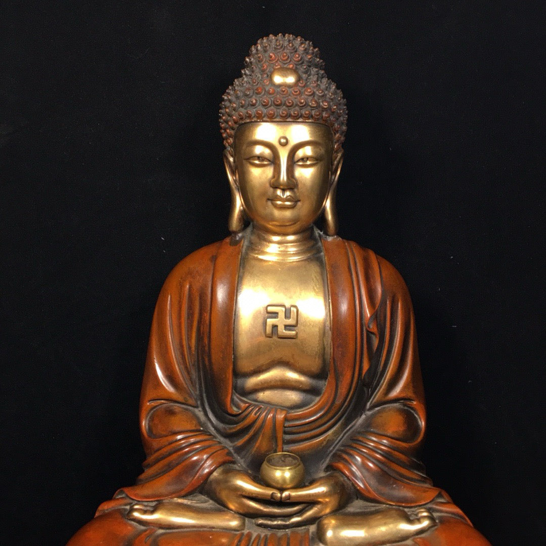 Chinese antique pure copper statue of Shakyamuni Buddha