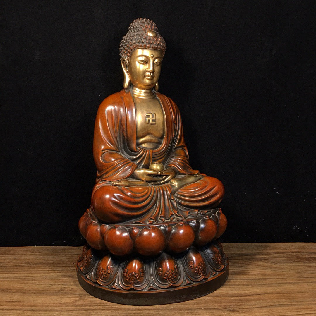 Chinese antique pure copper statue of Shakyamuni Buddha