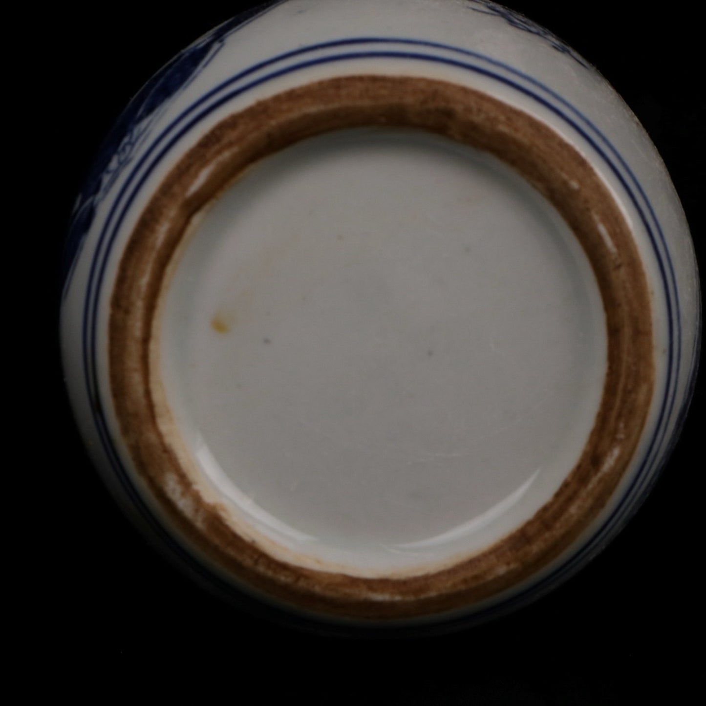 Blue and white twin noble son patterned small lid jar