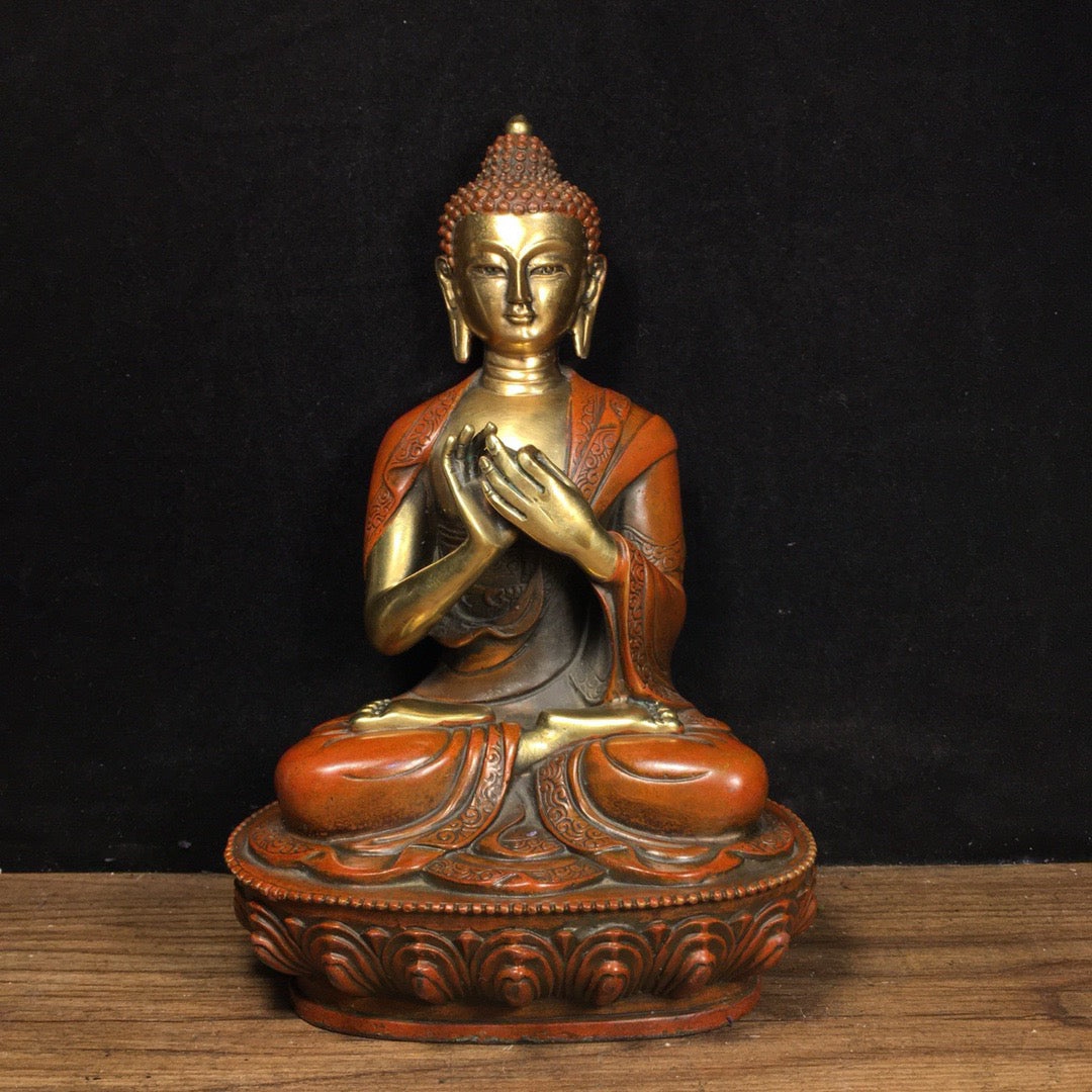 Chinese Antique Pure Copper Strong Buddha Future Buddha Statue