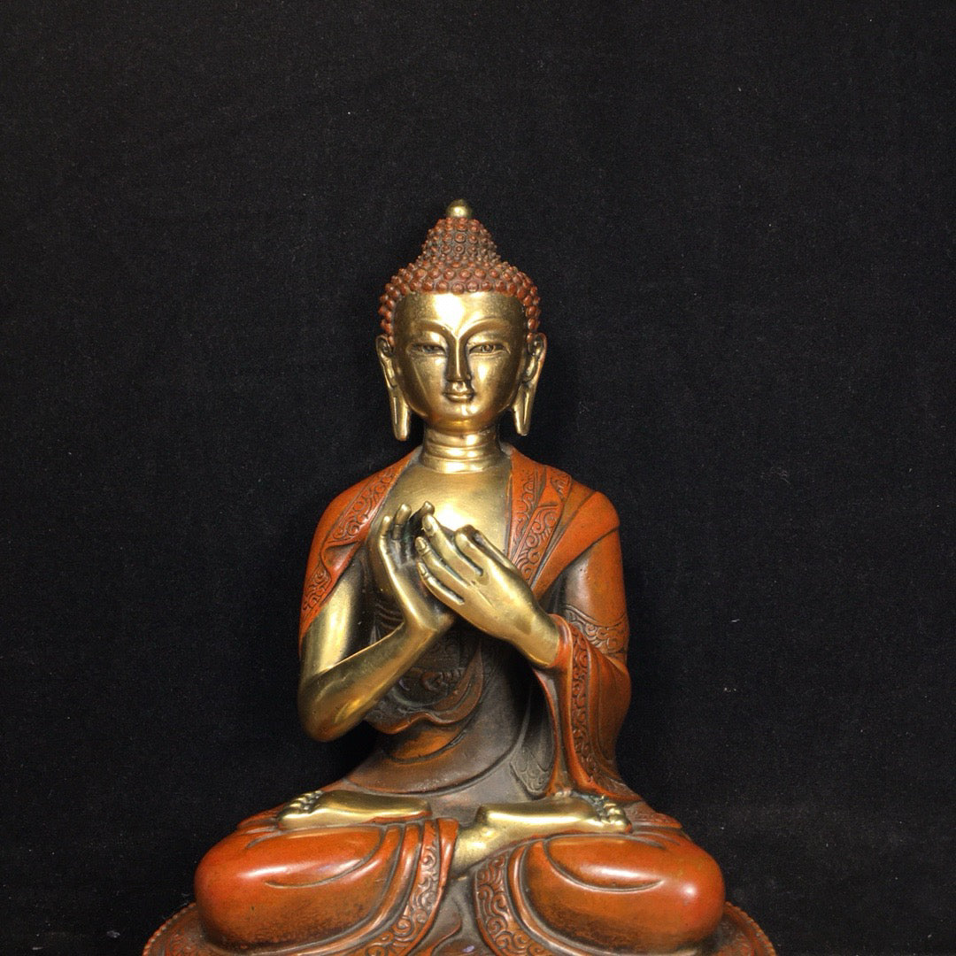Chinese Antique Pure Copper Strong Buddha Future Buddha Statue