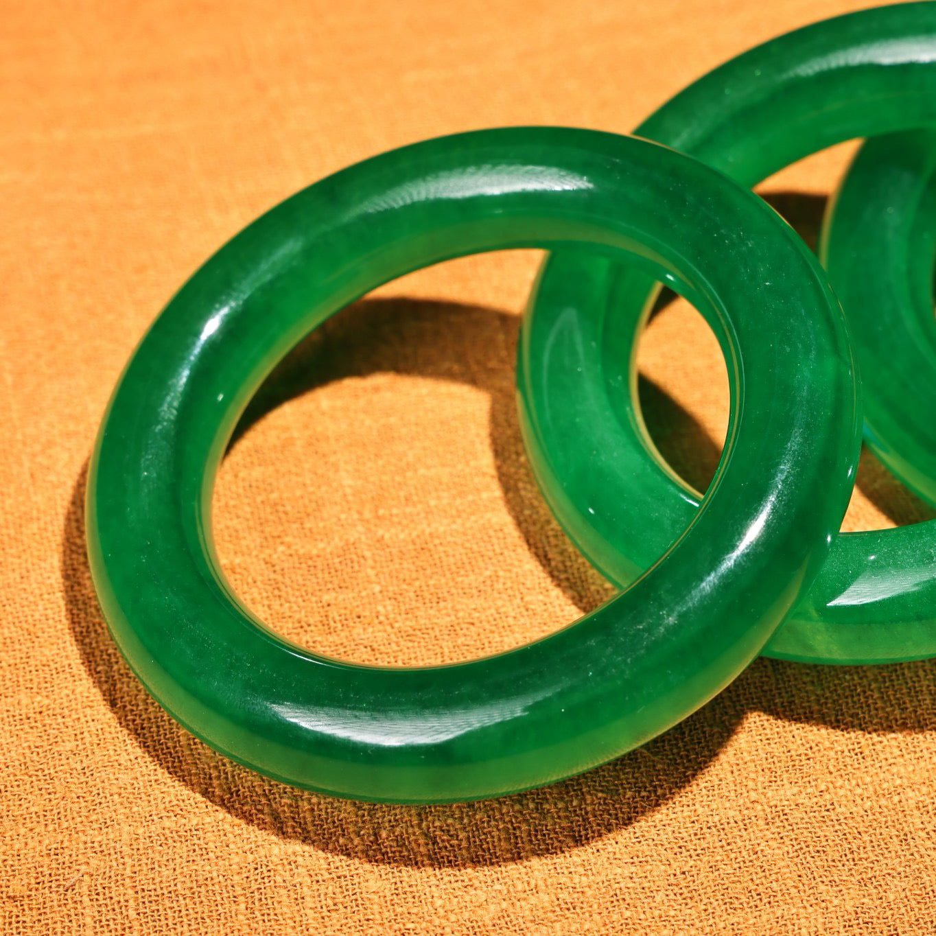 A box of Chinese antique green jadeite jade bracelets