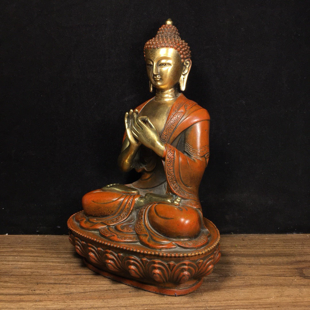 Chinese Antique Pure Copper Strong Buddha Future Buddha Statue