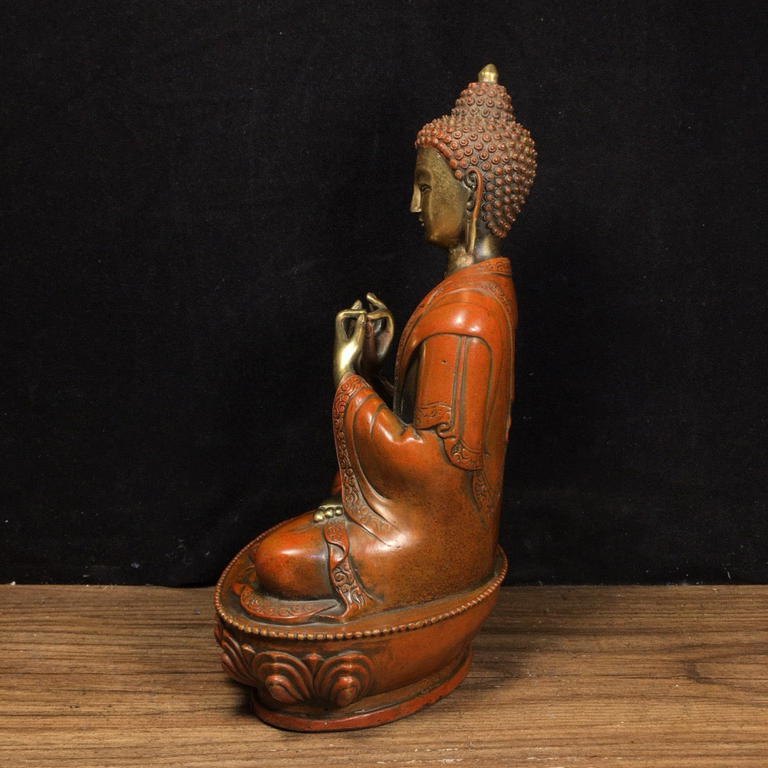 Chinese Antique Pure Copper Strong Buddha Future Buddha Statue
