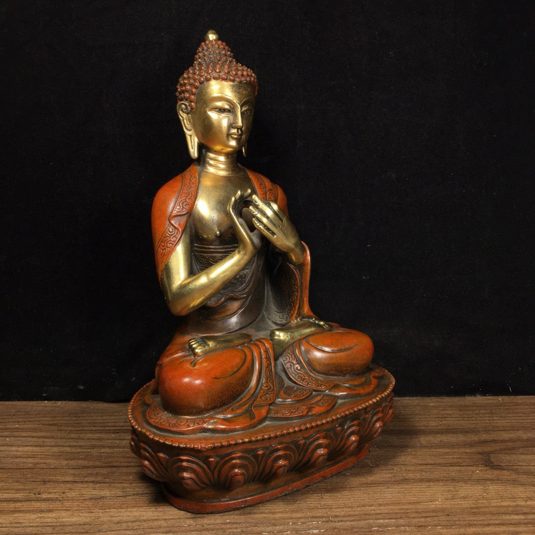 Chinese Antique Pure Copper Strong Buddha Future Buddha Statue