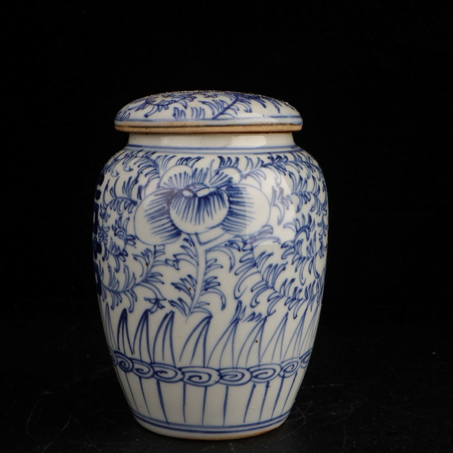 Blue and White Double Happiness Tea Jar