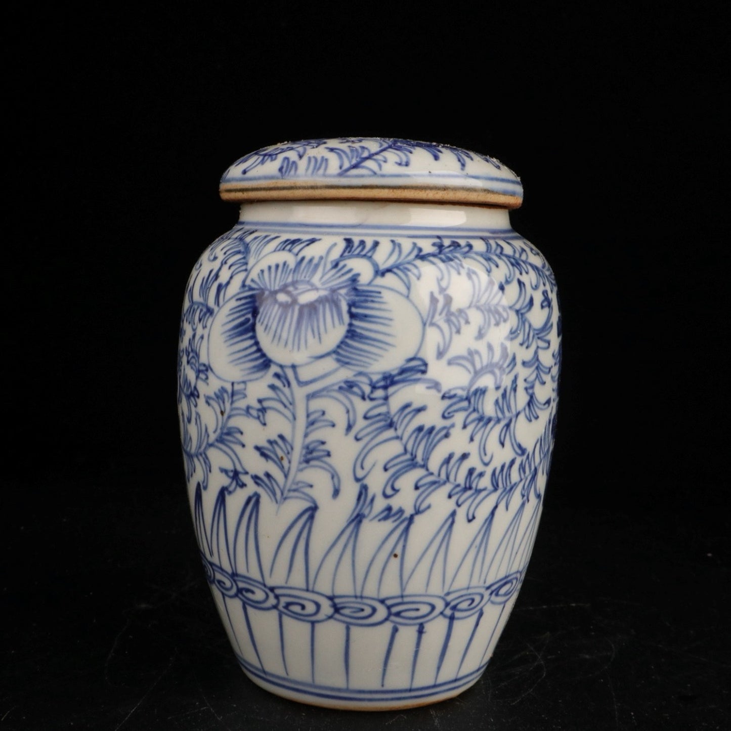 Blue and White Double Happiness Tea Jar