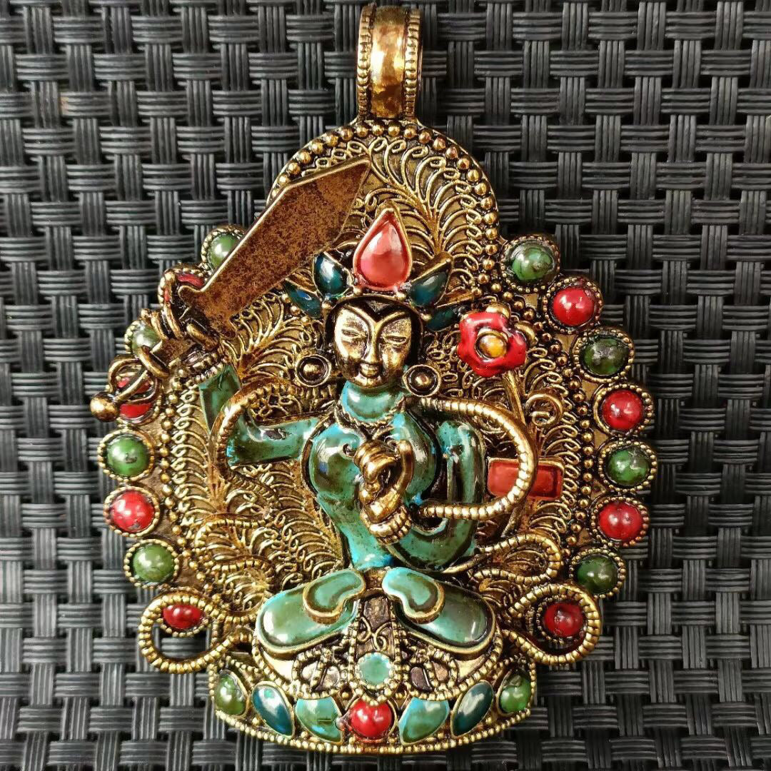 Chinese antique Manjusri Bodhisattva protective Buddha pendant brand