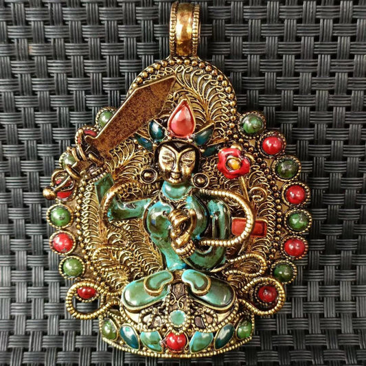 Chinese antique Manjusri Bodhisattva protective Buddha pendant brand