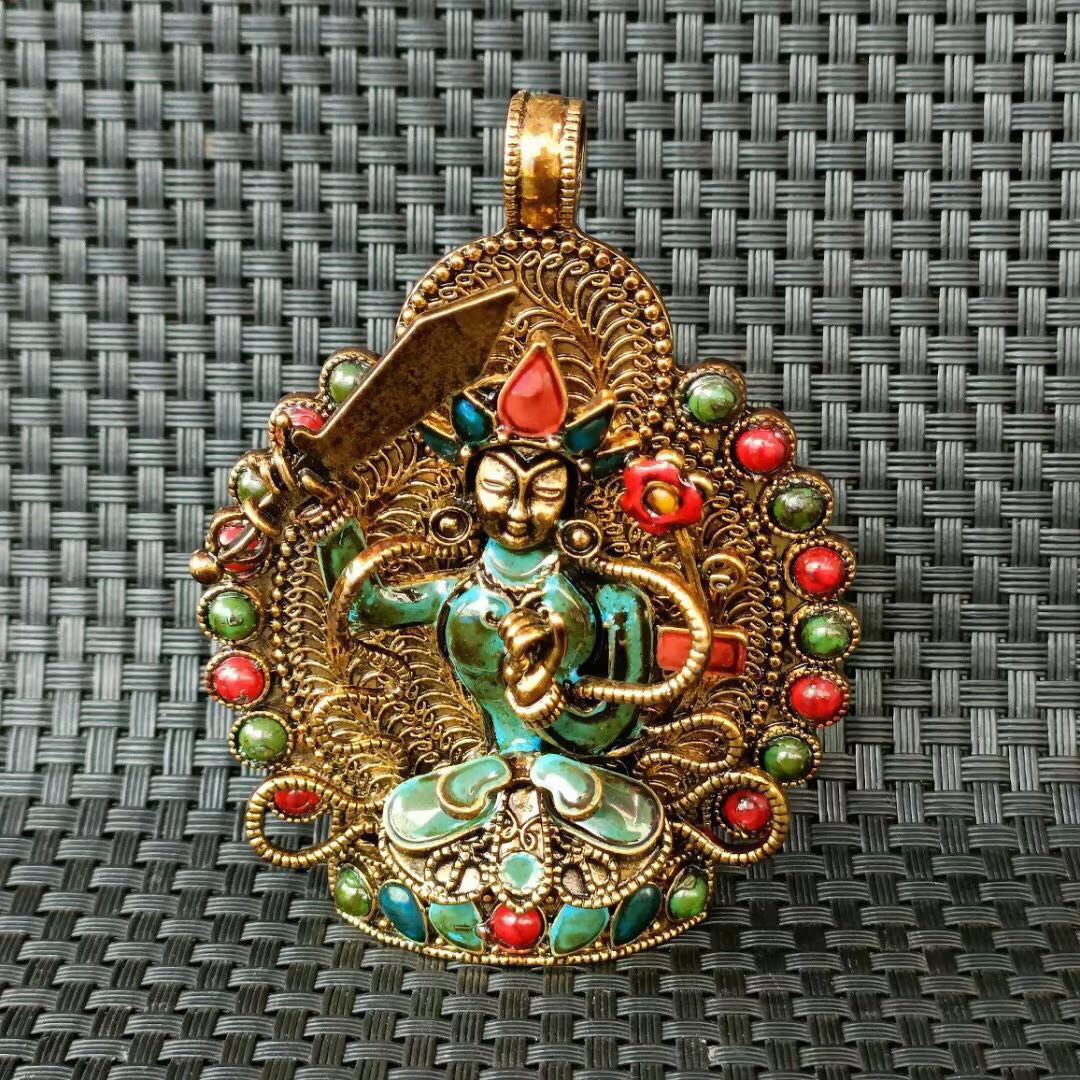 Chinese antique Manjusri Bodhisattva protective Buddha pendant brand